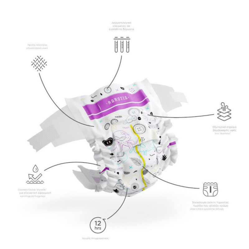 Agnotis Baby Πάνες Με Αυτοκόλλητο No.3 4-9kg 24τμχ