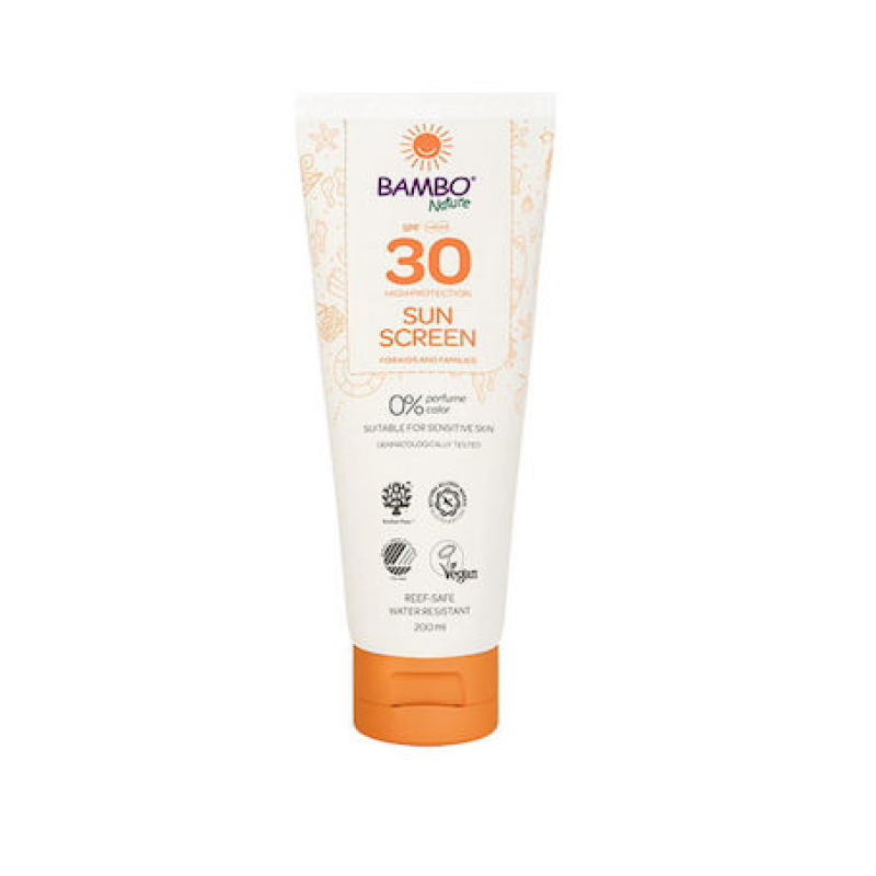 Bambo Nature Αδιάβροχη Αντηλιακή Κρέμα Για Το Σώμα SPF30 200ml