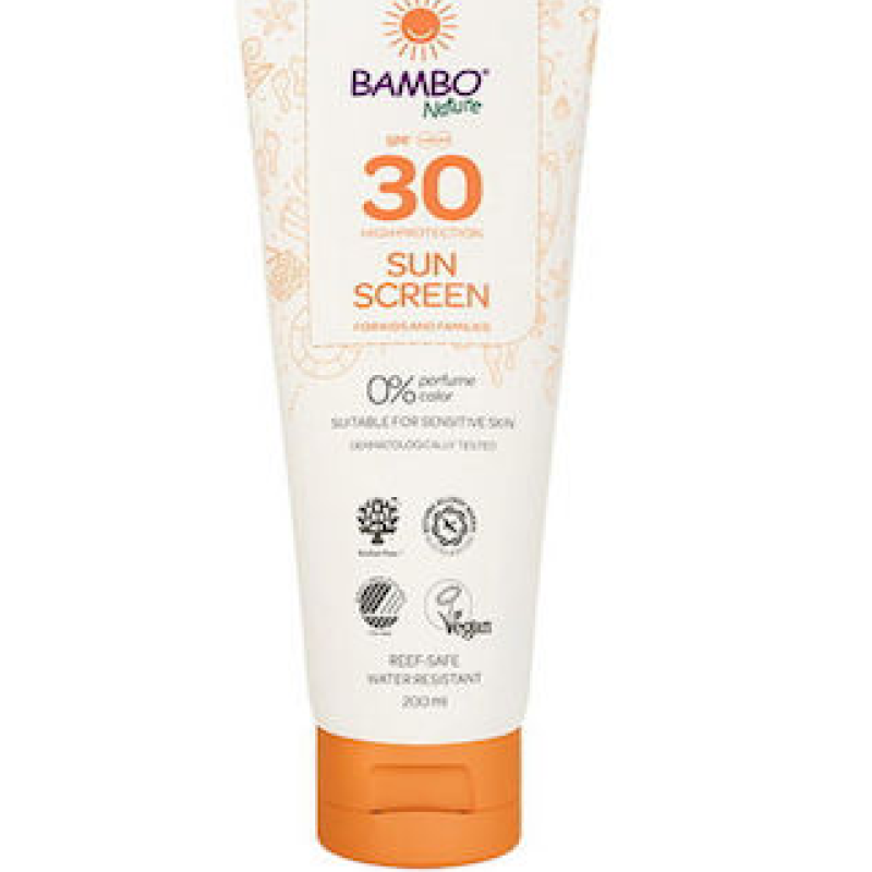 Bambo Nature Αδιάβροχη Αντηλιακή Κρέμα Για Το Σώμα SPF30 200ml