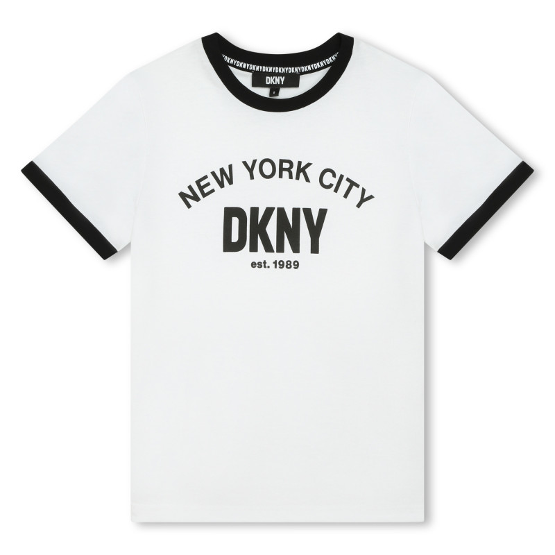 DKNY Κοντομάνικη Μπλούζα Λευκή Με Μαύρες Λεπτομέρειες 