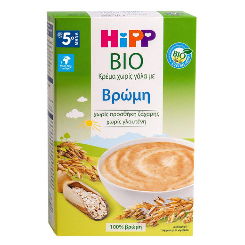 HIPP Bio Kρέμα Χωρίς Γάλα Με Βρώμη Από Τον 5ο Μήνα 200gr