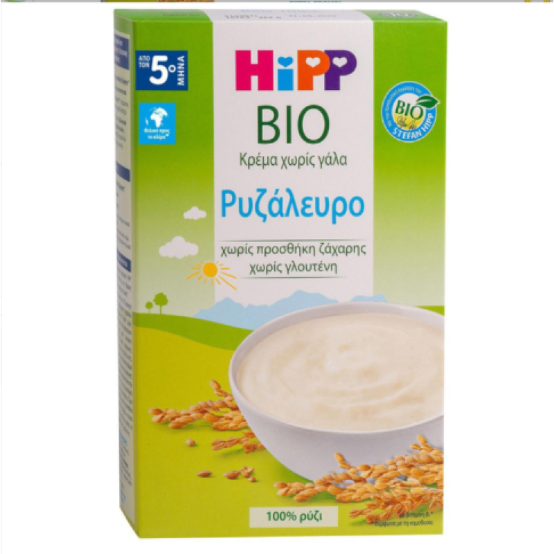 HIPP Bio Κρέμα Ρυζάλευρο Χωρίς Γάλα 200gr