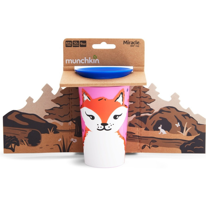 Munchkin Παιδικό Ποτηράκι "Miracle 360° Wildlove Sippy" από Πλαστικό Μπλε 266ml για 12m+