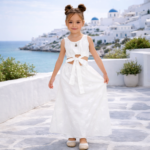 Λευκό Παιδικό Φόρεμα Broderie Με Cut-Out & Δέσιμο | Καλοκαιρινό Φόρεμα Κοριτσιού - Image 2