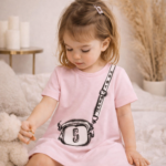 Marc Jacobs Παιδικό Φόρεμα Ροζ με Print Τσαντάκι – Βαμβακερό - Image 3