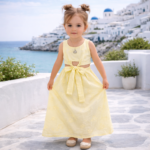 Κίτρινο Παιδικό Φόρεμα Broderie Με Cut-Out & Δέσιμο | Καλοκαιρινό Φόρεμα Κοριτσιού - Image 3