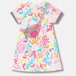 Marc Jacobs Παιδικό Φόρεμα Ροζ Mε Print Τσαντάκι – Βαμβακερό